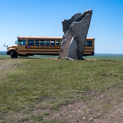 School Bus for Conservation Trip at Teter Rock 2021